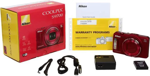 Alt view image 9 of 9 - Nikon COOLPIX S9700 Red 16.0 MP 30X Optical Zoom Digital Camera HDTV Output