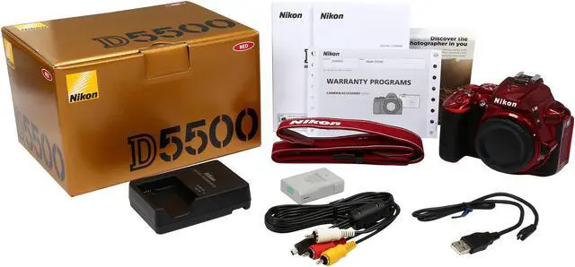 Alt view image 10 of 10 - Nikon D5500 1545 Red 24.2 MP Digital SLR Camera - Body