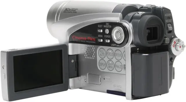 Alt view image 6 of 13 - HITACHI DZ-GX5080A Silver 1/6" CCD 2.7" 16:9 LCD LCD 30X Optical Zoom DVD Camcorder