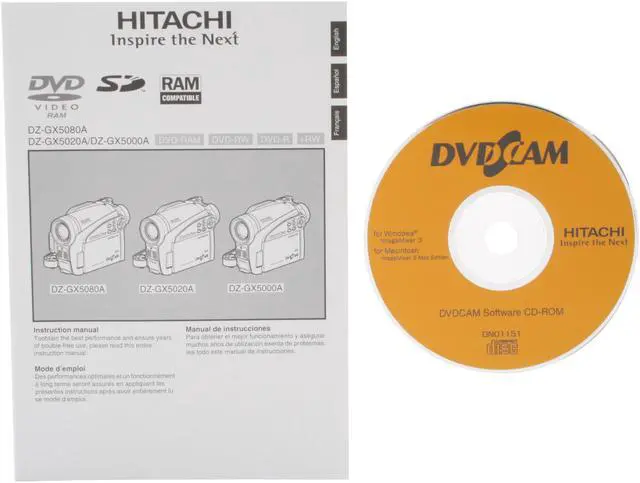 Alt view image 12 of 13 - HITACHI DZ-GX5080A Silver 1/6" CCD 2.7" 16:9 LCD LCD 30X Optical Zoom DVD Camcorder