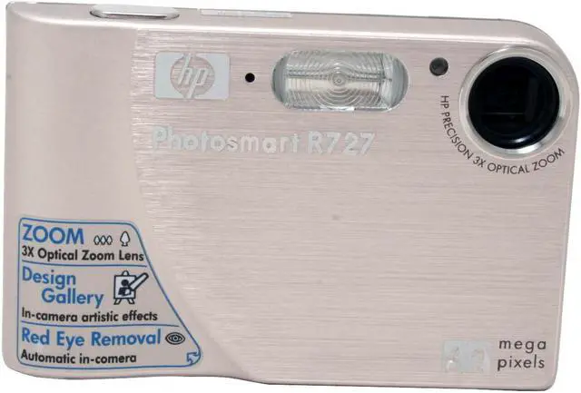 Alt view image 2 of 12 - HP R727 Silver 6.2 MP 3X Optical Zoom Digital Camera