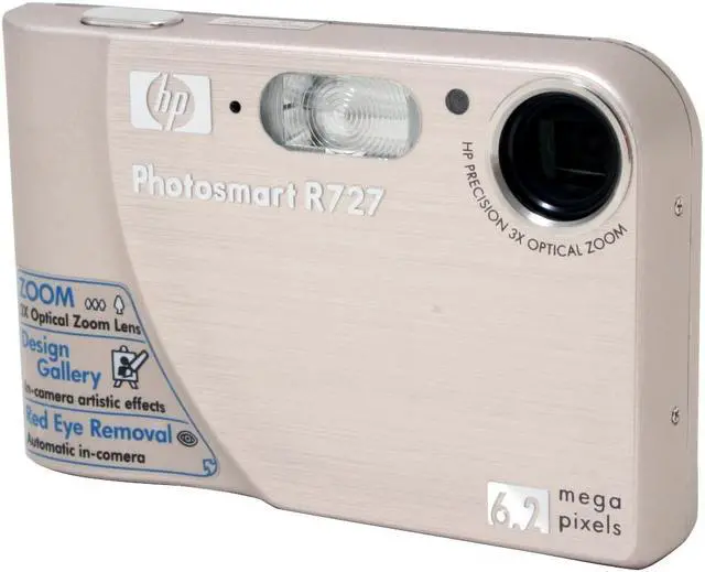 Alt view image 3 of 12 - HP R727 Silver 6.2 MP 3X Optical Zoom Digital Camera