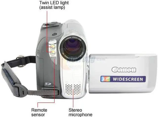 Alt view image 3 of 11 - Canon Elura 100 1/5" CCD 2.7" 123K LCD LCD 20X Optical Zoom MiniDV Camcorder