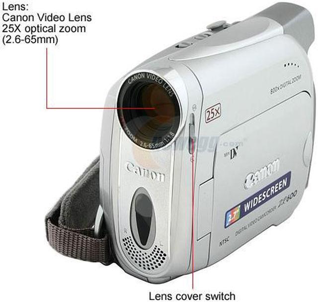 Alt view image 2 of 13 - Canon ZR600 1/6" 680K CCD 2.7" 112K LCD 25X Optical Zoom MiniDV Camcorder