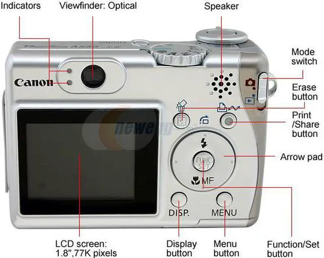 Alt view image 4 of 9 - Canon A530 Silver 5.0 MP 4X Optical Zoom Digital Camera