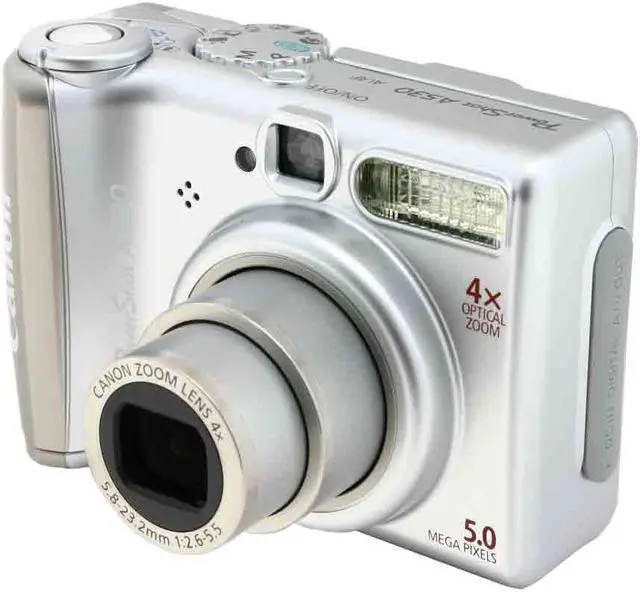 Alt view image 2 of 9 - Canon A530 Silver 5.0 MP 4X Optical Zoom Digital Camera