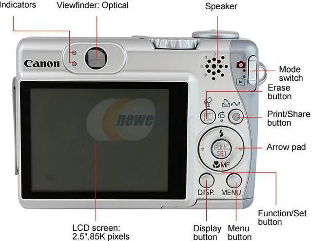 Alt view image 4 of 9 - Canon PowerShot A540 Silver 6.0 MP 4X Optical Zoom Digital Camera