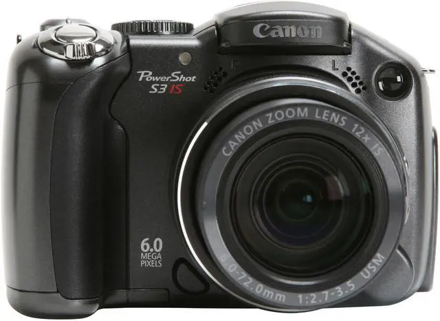 Alt view image 8 of 15 - Canon S3 IS Black 6.0 MP 12X Optical Zoom Digital Camera