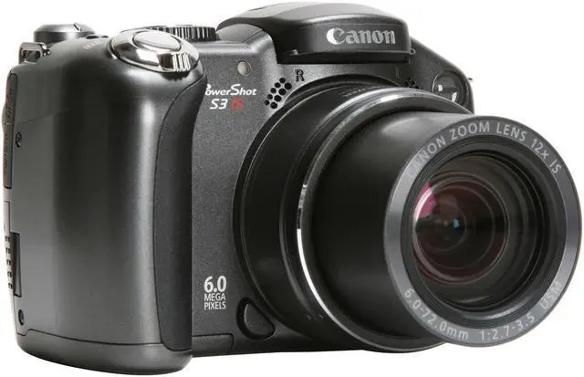 Alt view image 7 of 15 - Canon S3 IS Black 6.0 MP 12X Optical Zoom Digital Camera