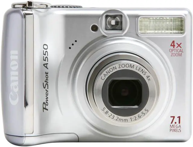 Alt view image 8 of 11 - Canon PowerShot A550 Silver 7.1 MP 4X Optical Zoom Digital Camera