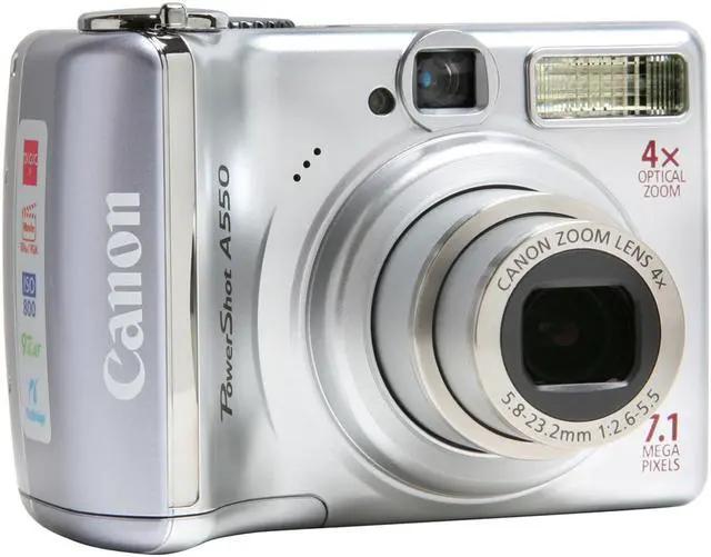 Alt view image 7 of 11 - Canon PowerShot A550 Silver 7.1 MP 4X Optical Zoom Digital Camera