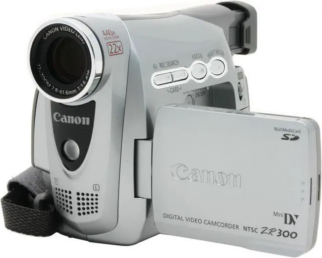Alt view image 3 of 10 - Canon ZR300 1/6" 680K CCD 2.4" 112K LCD LCD 22X Optical Zoom MiniDV Camcorder