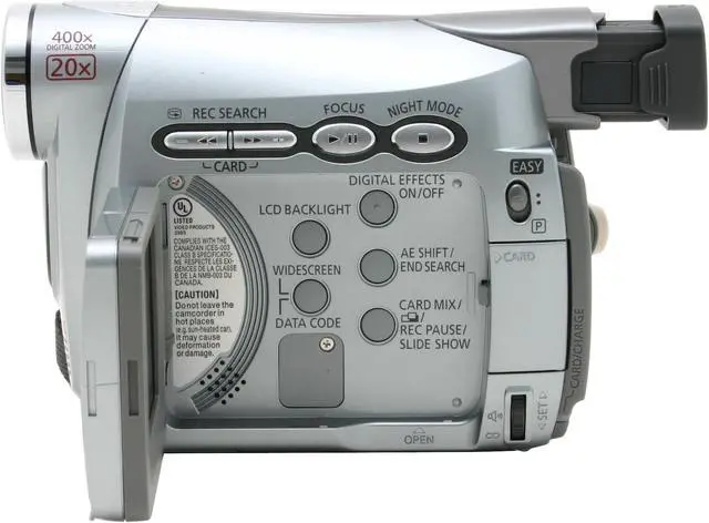 Alt view image 4 of 10 - Canon ZR200 680,000 pixels 2.4" 112K TFT LCD 20X Optical Zoom MiniDV Camcorder