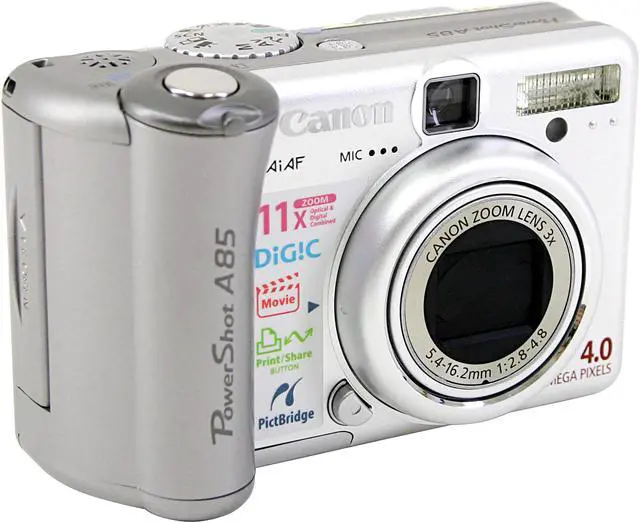 Alt view image 2 of 10 - Canon PowerShot A85 Silver 4.0 MP 3X Optical Zoom Digital Camera