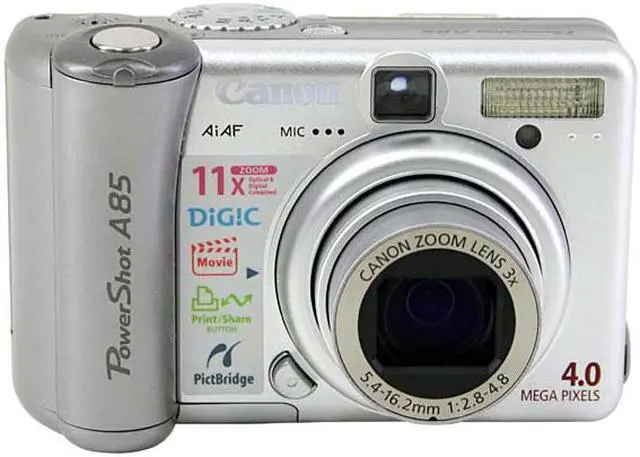 Alt view image 3 of 10 - Canon PowerShot A85 Silver 4.0 MP 3X Optical Zoom Digital Camera
