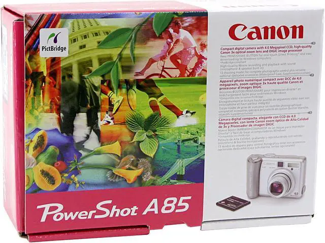 Alt view image 10 of 10 - Canon PowerShot A85 Silver 4.0 MP 3X Optical Zoom Digital Camera