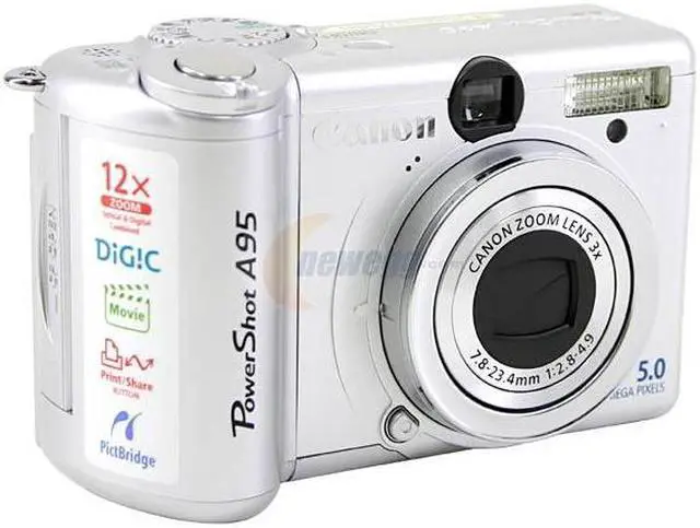 Alt view image 2 of 10 - Canon A95 Silver 5.0MP 3X Optical Zoom Digital Camera