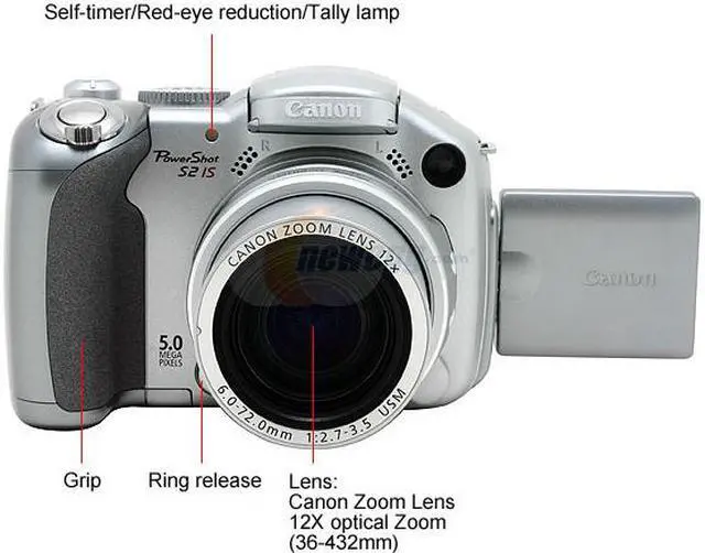Alt view image 2 of 8 - Canon S2-IS Silver 5.0 MP 12X Optical Zoom Digital Camera