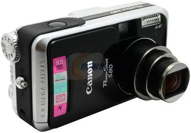 Main image of Canon S80 Black 8.0 MP 3.6X Optical Zoom 28mm Wide Angle Digital Camera
