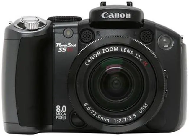 Alt view image 8 of 14 - Canon PowerShot S5 IS Black 8.0 MP 2.5" 207K LCD 12X Optical Zoom Digital Camera