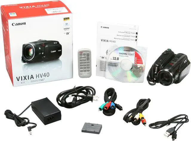 Alt view image 10 of 10 - Canon VIXIA HV40  Black 1/2.7" CMOS 2.76MP 2.7" 123K 10X Optical Zoom Full HD MiniDV Tape Camcorder