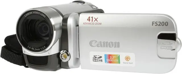 Alt view image 7 of 19 - Canon FS200 Misty Silver 1/6" CCD 2.7" 123K 37X Optical Zoom Flash Memory Camcorder