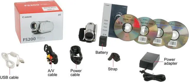 Alt view image 19 of 19 - Canon FS200 Misty Silver 1/6" CCD 2.7" 123K 37X Optical Zoom Flash Memory Camcorder