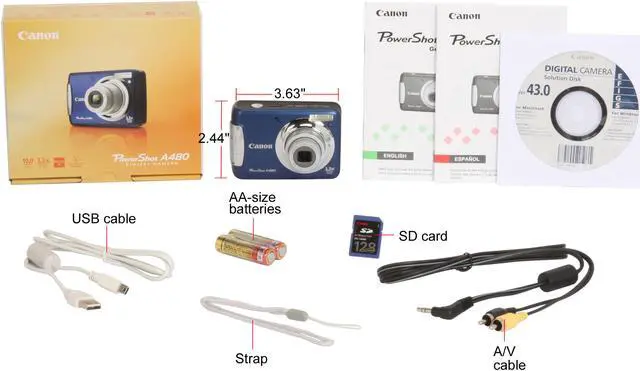 Alt view image 11 of 11 - Canon PowerShot A480 Blue 10.0 MP 3.3X Optical Zoom Digital Camera