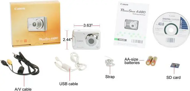 Alt view image 12 of 12 - Canon PowerShot A480 Silver 10.0 MP 3.3X Optical Zoom Digital Camera