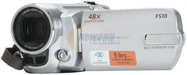 Main image of Canon FS10 Silver 1/6" CCD 2.7" 123K 37X Optical Zoom Internal 8GB Dual Flash Memory Camcorder