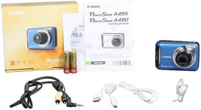Alt view image 8 of 8 - Canon PowerShot A495 Blue 10.0 MP 3.3X Optical Zoom Digital Camera