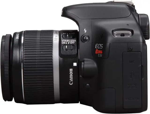 Alt view image 5 of 10 - Canon EOS Rebel T2i Black 18.0 MP Digital SLR Camera w/ EF-S 18-55mm f/3.5-5.6 IS Lens