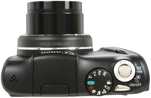 Alt view image 6 of 8 - Canon SX130 IS Black 12.1 MP 12X Optical Zoom 28mm Wide Angle Digital Camera