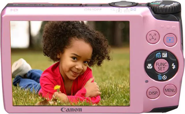 Alt view image 4 of 8 - Canon A3300 IS Pink 16.0 MP 5X Optical Zoom 28mm Wide Angle Digital Camera