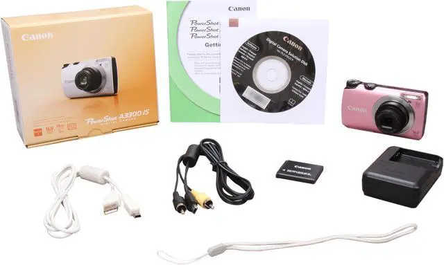 Alt view image 8 of 8 - Canon A3300 IS Pink 16.0 MP 5X Optical Zoom 28mm Wide Angle Digital Camera