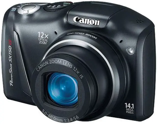 Main image of Canon PowerShot SX150 IS Black 14.1 MP 12X Optical Zoom 28mm Wide Angle Digital Camera