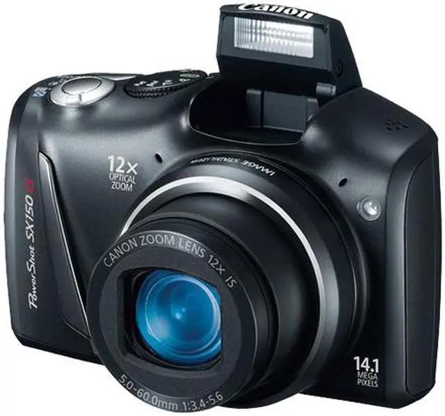 Alt view image 3 of 4 - Canon PowerShot SX150 IS Black 14.1 MP 12X Optical Zoom 28mm Wide Angle Digital Camera