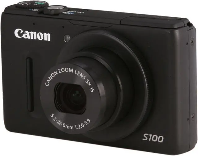 Main image of Canon PowerShot S100 Black 12.1 MP 5X Optical Zoom 24mm Wide Angle Digital Camera