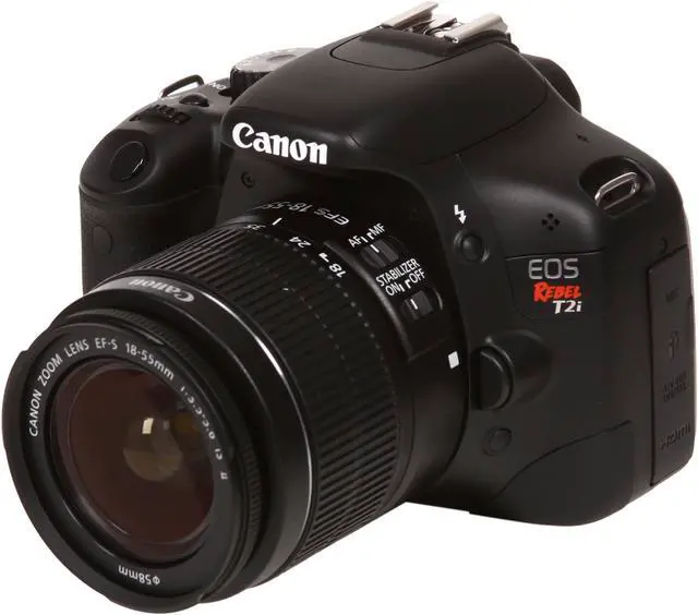 Alt view image 2 of 15 - Canon EOS Rebel T2i Black 18.0 MP Digital SLR Camera w/ EF-S 18-55mm IS II 10-in-1 Kit