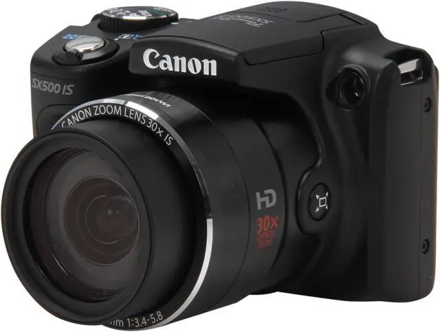 Main image of Canon PowerShot SX500 IS Black Approx. 16.0 MP 30X Optical Zoom 24mm Wide Angle Digital Camera HDTV Output