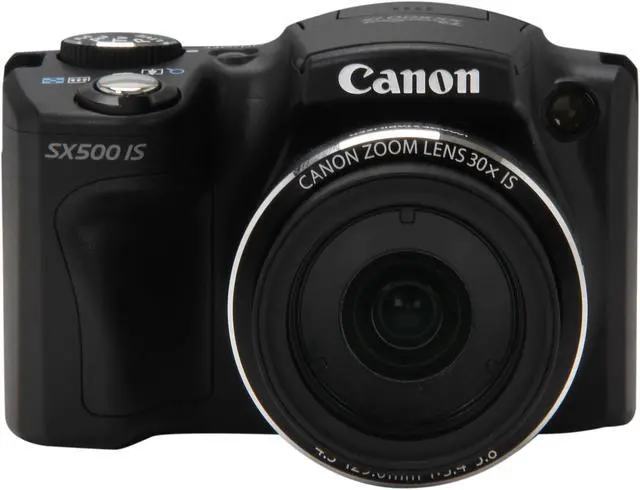 Alt view image 2 of 9 - Canon PowerShot SX500 IS Black Approx. 16.0 MP 30X Optical Zoom 24mm Wide Angle Digital Camera HDTV Output