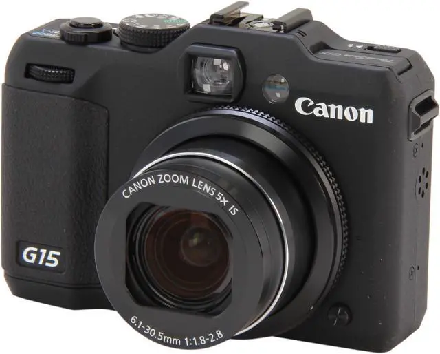 Main image of Canon PowerShot G15 Black Approx. 12.1 MP 5X Optical Zoom 28mm Wide Angle Digital Camera HDTV Output