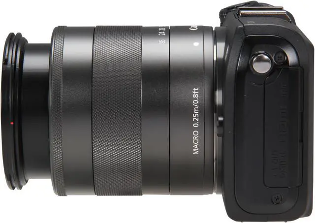 Alt view image 3 of 8 - Canon EOS M (6609B074) Black 18 MP 3.0" 1040K LCD Compact Mirrorless System Camera with EF-M 18-55mm f/3.5-5.6 IS STM Kit