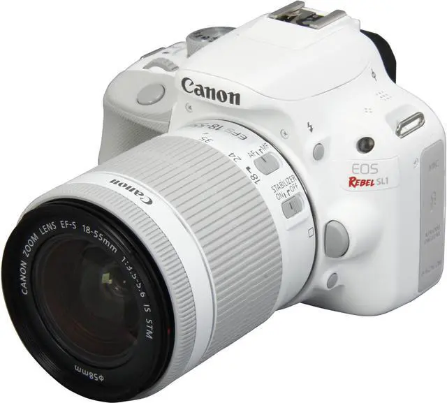 Main image of Canon EOS Rebel SL1 9123B002 White 18.0 MP Digital SLR Camera with EF-S 18-55mm f/3.5-5.6 IS STM Lens