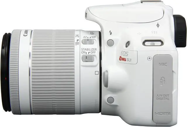 Alt view image 5 of 9 - Canon EOS Rebel SL1 9123B002 White 18.0 MP Digital SLR Camera with EF-S 18-55mm f/3.5-5.6 IS STM Lens
