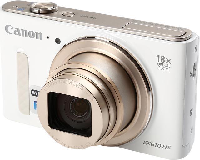 Open Box: Canon PowerShot SX610 HS White 20.2 MP 25mm Wide Angle