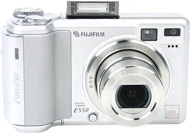 Alt view image 3 of 9 - FUJIFILM FinePix E550 Silver 6.3 MP 4X Optical Zoom Digital Camera