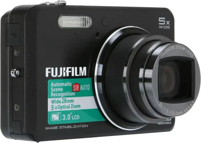 Alt view image 7 of 11 - FUJIFILM FINEPIX J250 Black 10.0 MP 5X Optical Zoom 28mm Wide Angle Digital Camera