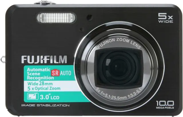 Alt view image 8 of 11 - FUJIFILM FINEPIX J250 Black 10.0 MP 5X Optical Zoom 28mm Wide Angle Digital Camera
