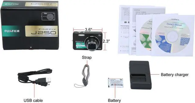 Alt view image 11 of 11 - FUJIFILM FINEPIX J250 Black 10.0 MP 5X Optical Zoom 28mm Wide Angle Digital Camera